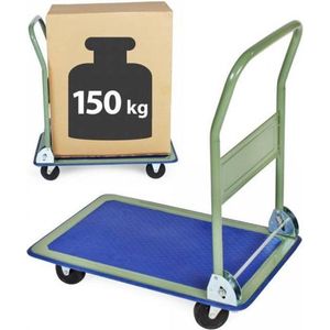 Inklapbare Platformwagen met anti slip – Opvouwbare Magazijnwagen – Transportwagen – Plateauwagen – Platformkar – 150 kg - Zwart