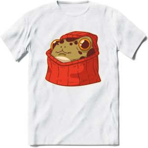 Hoodie frog T-Shirt Grappig | Dieren kikker Kleding Kado Heren / Dames | Animal Skateboard Cadeau shirt - Wit - XXL