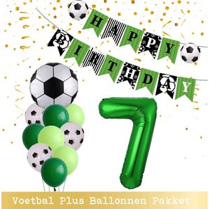 Cijfer Ballon 7 Jaar - Voetbal Ballonnen - Snoes - Pluspakket - set van 12 Sport Voetbalfan Voetbal Jongen/Meisje - Sportieve - Voetbal Vrouwen Mannen - Kinderfeestje - Verjaardag - Helium Ballon nummer 7