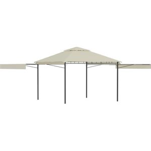 The Living Store Prieel Gazebo - 3x3x2.75m - Staal - Crème - Dubbele uitschuifbare daken