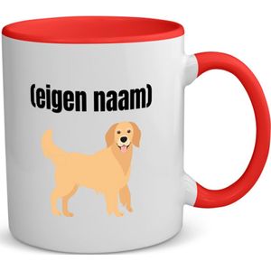 Akyol - hond met eigen naam koffiemok - theemok - rood - Honden - honden liefhebbers - iemand die houdt van honden - verjaardag - cadeau - kado - 350 ML inhoud