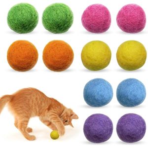 Kattenballen speelgoed - Set van 12 stuks gemaakt van 100% natuurlijke wol
