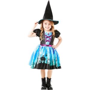 Rubies - Moonlight Heks Kostuum Meisje - Blauw, Paars, Zwart - XL - Halloween - Verkleedkleding