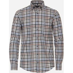 CASA MODA Sport casual fit overhemd - flanel - blauw geruit - Strijkvriendelijk - Boordmaat: 41/42