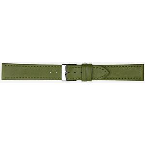 horlogeband- 20mm-echt leer -zacht- groen-olijfgroen-plat-stalen gesp-20 mm