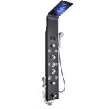 J&R Douchekraan - Regendouche - Douchekop - Douchepaneel - 6 in 1 - Regendouche - Waterval douche - Kraan - Bidet - Massage jet - Handdouche - Waterstroom gevoed - Verlichting en LED display - Zwart