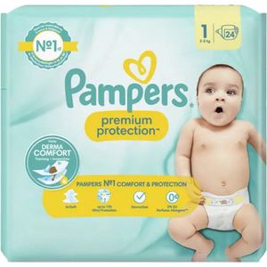 Pampers Luier Premium Protection Maat 1 Newborn (2-5 kg), 24 Stuks