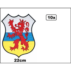 10x Strijkapplicaties wapen van Limburg met lijm 22cm - Carnaval thema feest optocht themaparty fun strijk applicatie