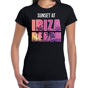 Sunset at Ibiza Beach t-shirt / shirt voor dames - zwart - Beach party outfit / kleding/ verkleedkleding/ carnaval shirt S