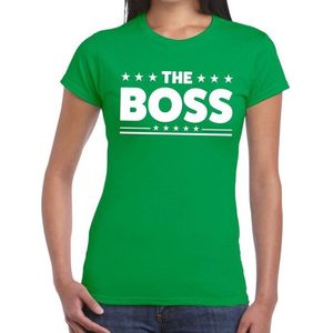 The Boss tekst t-shirt groen dames - dames shirt  The Boss L