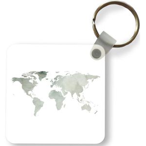 Sleutelhanger - Uitdeelcadeautjes - Wereldkaart - Grijs - Simpel - Plastic