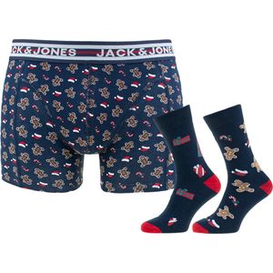 Jack & Jones giftbox 3P boxers & sokken gingerman blauw - S