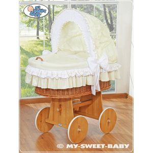 Moses mand/rieten wieg met kap - Amelie creme
