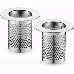 Set van 2 hoogwaardige roestvrijstalen afvoerzeven - 5,5 cm - ideaal voor gootstenen, wastafels en doucheafvoeren