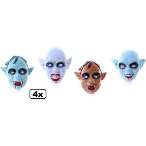 4x Walking dead zombie familie masker assortie - Halloween griezel horror thema feest