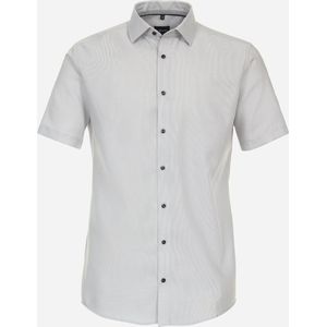 VENTI modern fit overhemd - korte mouw - dobby - grijs - Strijkvrij - Boordmaat: 47