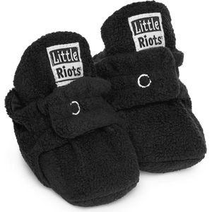Little Riots - babyslofjes - fleece original - zwart - slofjes voor je baby, dreumes en peuter voor jongens en meisjes - 3-6 Maanden (10cm) - schoenmaat 16-17