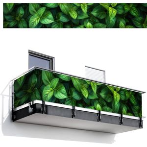 Balkonscherm 500x85 cm - Balkonposter Bladeren - Planten - Groen - Klimop - Balkon scherm decoratie - Balkonschermen - Balkondoek zonnescherm