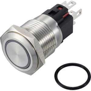 TRU COMPONENTS TC-12647404 Drukschakelaar 250 V/AC 3 A 1x uit/(aan) IP65 Blauw Continu RVS 1 stuk(s)