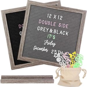 30 × 30 cm dubbelzijdig letterbord, rustiek letterbord met 1100+ 4 kleuren letters en cursieve woorden, voor wooncultuur en cadeau