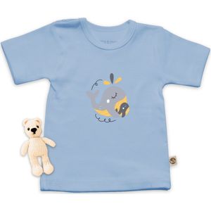 Wooden Buttons - T Shirt Baby - Schattige Walvis Print - Blauw - Maat 86