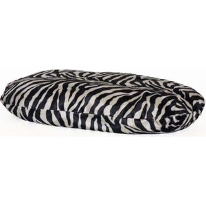 Losse hoes hondenkussen ovaal bonfire zebra zwart/wit kussen maat 87x57 cm