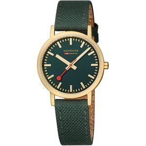 Mondaine M660.30314.60SBS Horloge - Textiel - Groen - 36mm