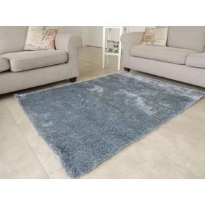 Ikado Hoogpolig tapijt blauw/zilver luxe 20 mm 160 x 230 cm