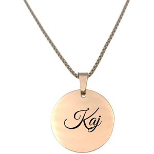 Ketting RVS Met Naam Gravering - Kaj - Rosegoud - Rond