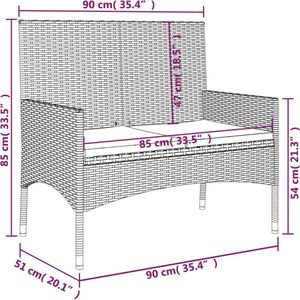 VidaXL-Tuinbank-2-zits-met-kussens-poly-rattan-zwart