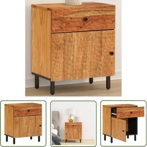 The Living Store Nachtkastje 50x33x60 cm massief acaciahout - Nachtkastje - Acacia Houten Meubel - Slaapkamer Meubilair - Vintage Design - Bruine Kleur