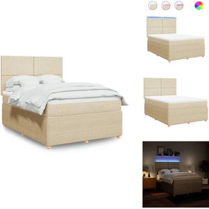vidaXL Boxspringbed - Boxspringbedden - Slaapkamer Meubilair - Boxspring - Boxspring met matras stof crèmekleurig 160x200 cm