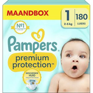 Pampers Premium Protection - Maat 1 (2kg-5kg) - 180 Luiers - Maandbox