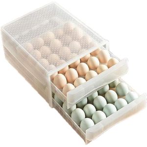 Opbergdoos voor Eieren - Grote Capaciteit voor 60 Eieren - Milieuvriendelijk - Stapelbaar - Koelkast Keuken Picknick - 26 * 34 * 17 cm