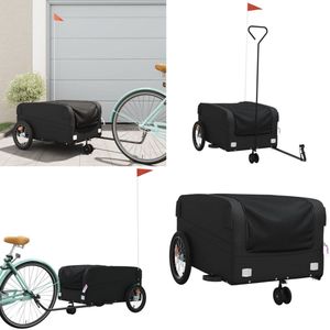 vidaXL Fietstrailer 45 kg ijzer zwart - Fietstrailer - Fietstrailers - Fiets Trailer - Fiets Duwkar