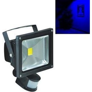 LED Bouwlamp / Schijnwerper Blauw - 50W - Bewegingssensor