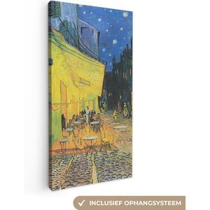 Canvas van Gogh - Caféterras bij nacht - Vincent - Kunst - 40x80 cm - Muurdecoratie