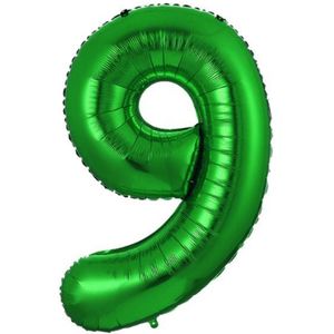 Ballon Cijfer 9 Jaar Groen Folie Ballon Verjaardag Versiering Cijfer ballonnen Feest versiering Met Rietje - 36Cm