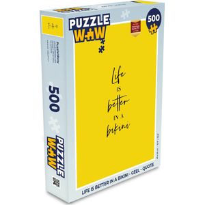 Puzzel Life is better in a bikini - Geel - Quote - Legpuzzel - Puzzel 500 stukjes