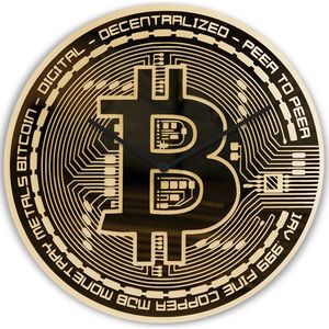 Bitcoin Klok - Crypto Deco - Goud - XL 60 cm - Wandklok