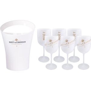 Moët & Chandon Ice Imperial koeler / Ice bucket inclusief 6 witte glazen / Luxe Wijnkoeler en Champagneglas 6x