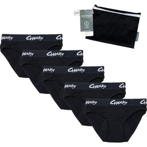 Cheeky Pants Feeling Cheeky Hipster Set van 5 + Wetbag - Zwart - Absorberend - Comfortabel - Zero Waste