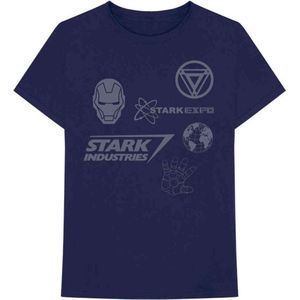 Marvel Iron Man Heren Tshirt -XXL- Iron Man Stark Expo Blauw