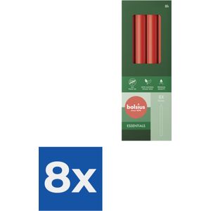 Bolsius Dinerkaarsen Delicate Red 230/20 - Voordeelverpakking 8 stuks