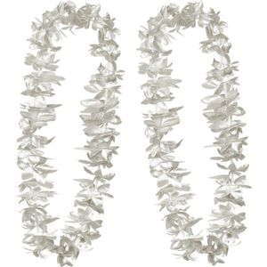 Toppers - Set van 4x stuks hawaii bloemen slinger/kransen zilver - Verkleed accessoires