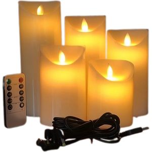 Set Van 5 Oplaadbare Kaarsen LED Waxinelichtjes Oplaadbaar Kaarsen Theelichtjes Oplaadbaar Bewegende Vlam Met Lader Afstandsbediening