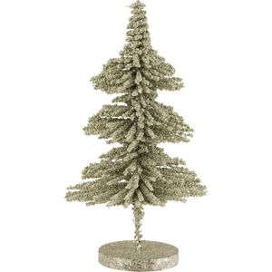 J-Line Kerstboom Bolletjes - polyresin - glitter/lichtgroen - small