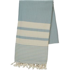 hiPPs Luxe Hamamdoek TABIAT LIGHT BLUE | Saunadoek | Strandlaken | Handdoek | Pareo | Ultra soft katoen | Handloom | Lichtgewicht | Mooie franjes