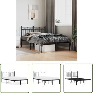 The Living Store Bedframe Klassiek - Matras 120x200 cm - Robuuste metalen constructie - Extra opbergruimte - Comfortabele ondersteuning - Zwart - 207x125x91 cm