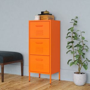 vidaXL Opbergkast - Staal - Oranje - 42,5x35x101,5 cm Opbergkast - Dressoir - Bijzettafel - Side Table - Metalen Kast - Oranjekast - Industriële Kast